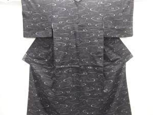 アンティーク　流水模様織り出し手織り紬着物